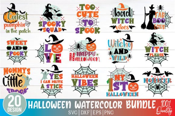 Halloween Watercolor Bundle Graphics for Crafts